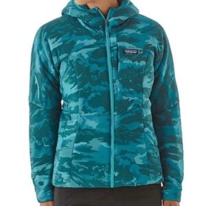 Patagonia Nano Air Hoodie Puffer Jacket - Teal Blue Camo - Size Small